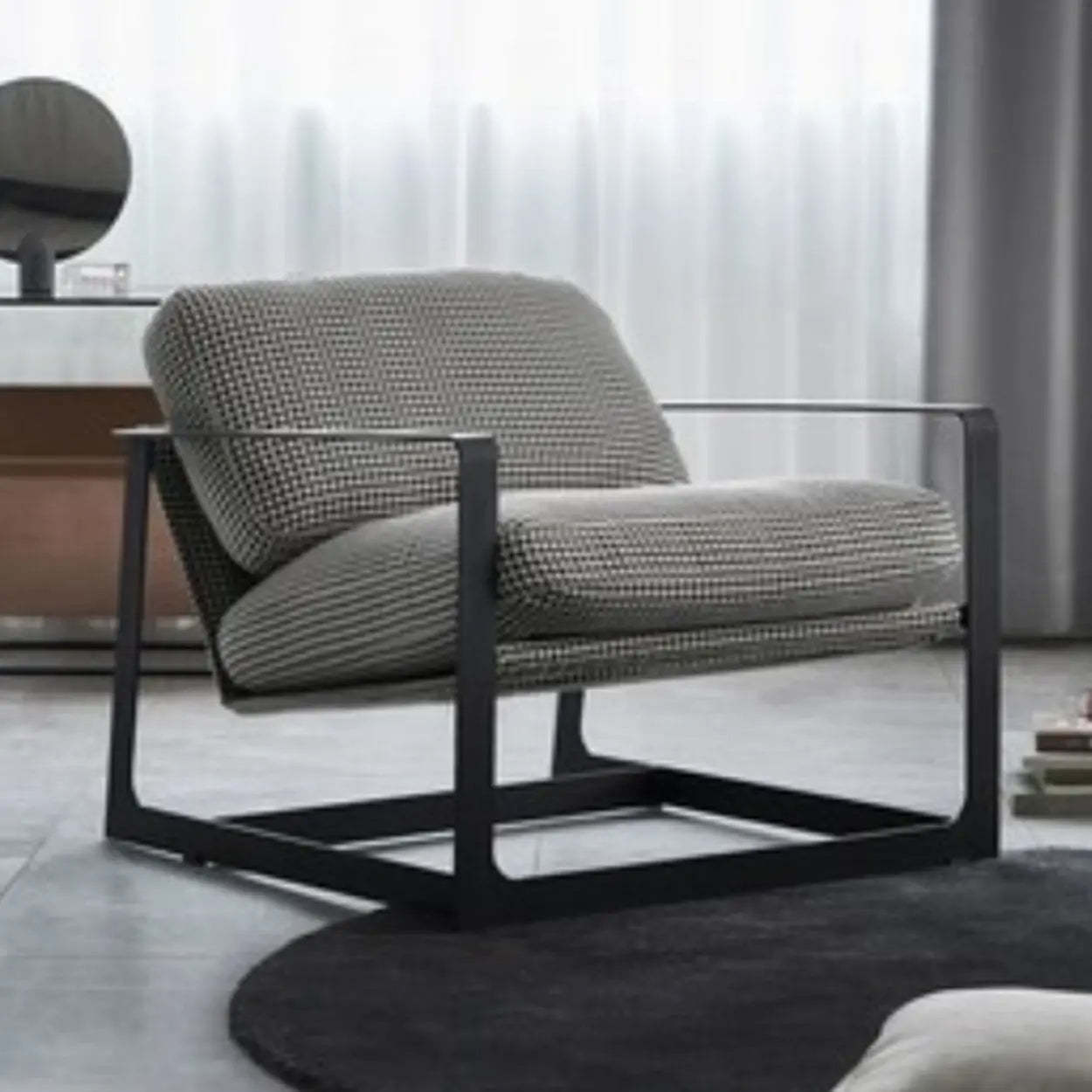 Black Microfiber Leather Reclining Lounge Chair