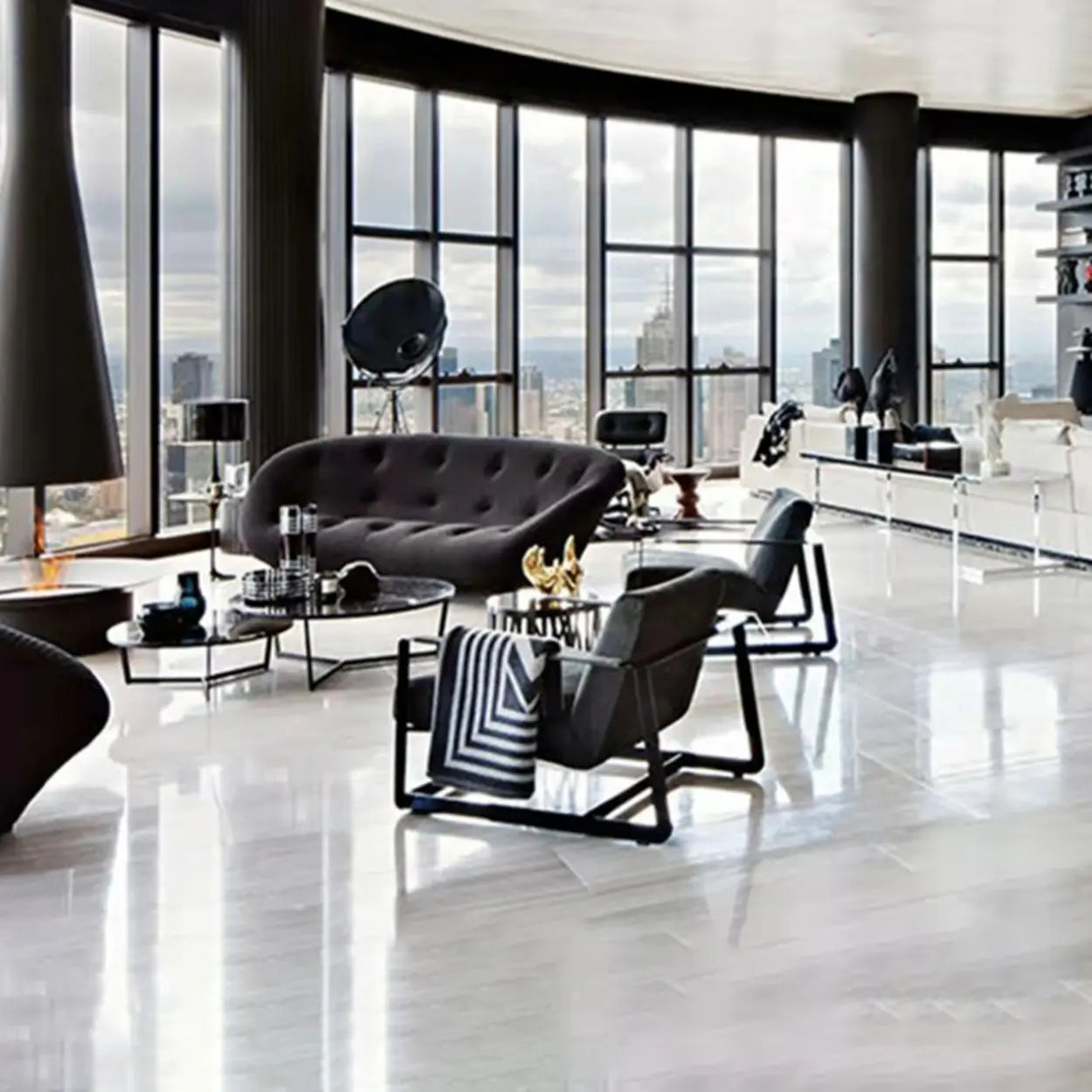 Black Microfiber Leather Reclining Lounge Chair