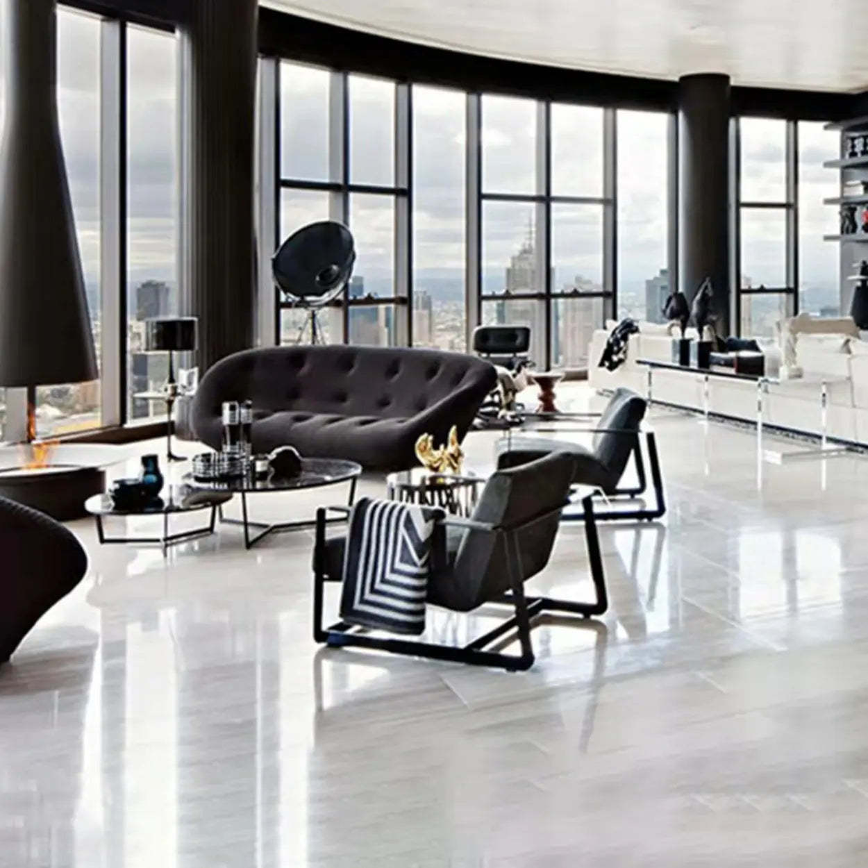 Black Microfiber Leather Reclining Lounge Chair