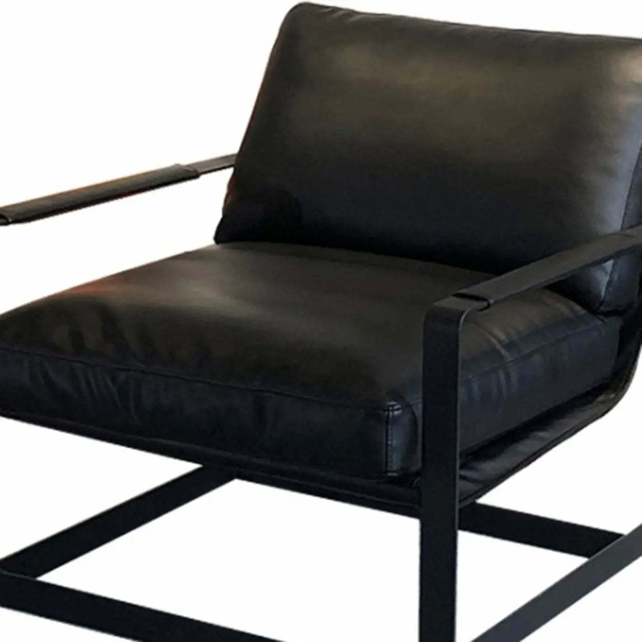 Black Microfiber Leather Reclining Lounge Chair — Black / Yellow / Microfiber Leather
