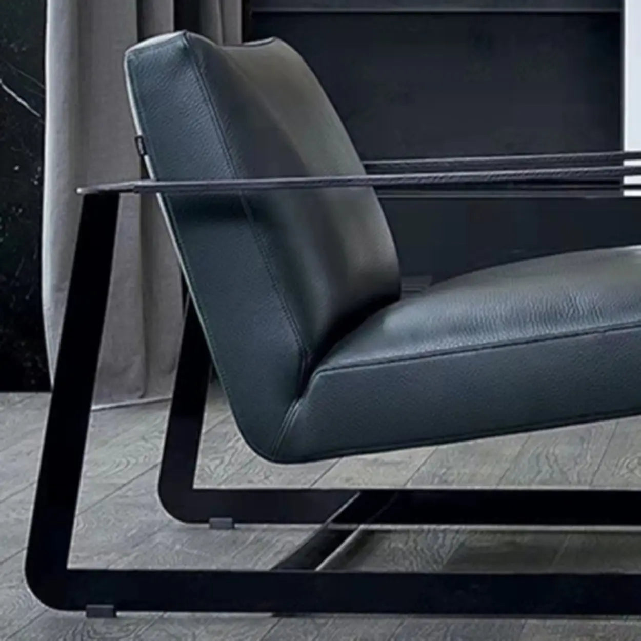 Black Microfiber Leather Reclining Lounge Chair — White / Black / Microfiber Leather