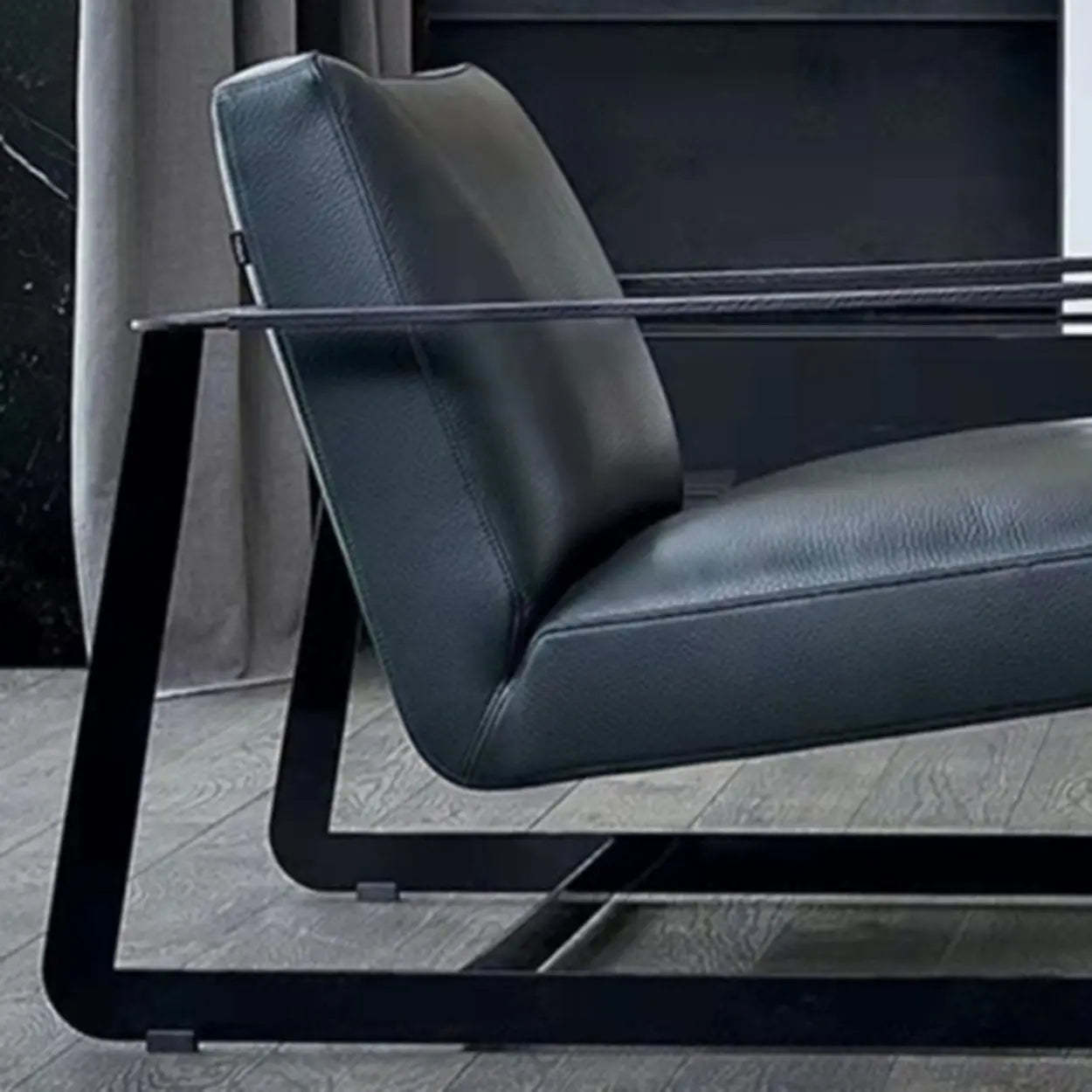 Black Microfiber Leather Reclining Lounge Chair — White / Black / Microfiber Leather
