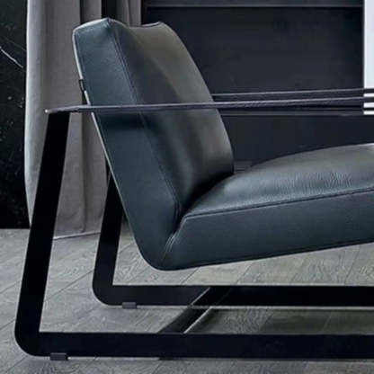 Black Microfiber Leather Reclining Lounge Chair — White / Black / Microfiber Leather