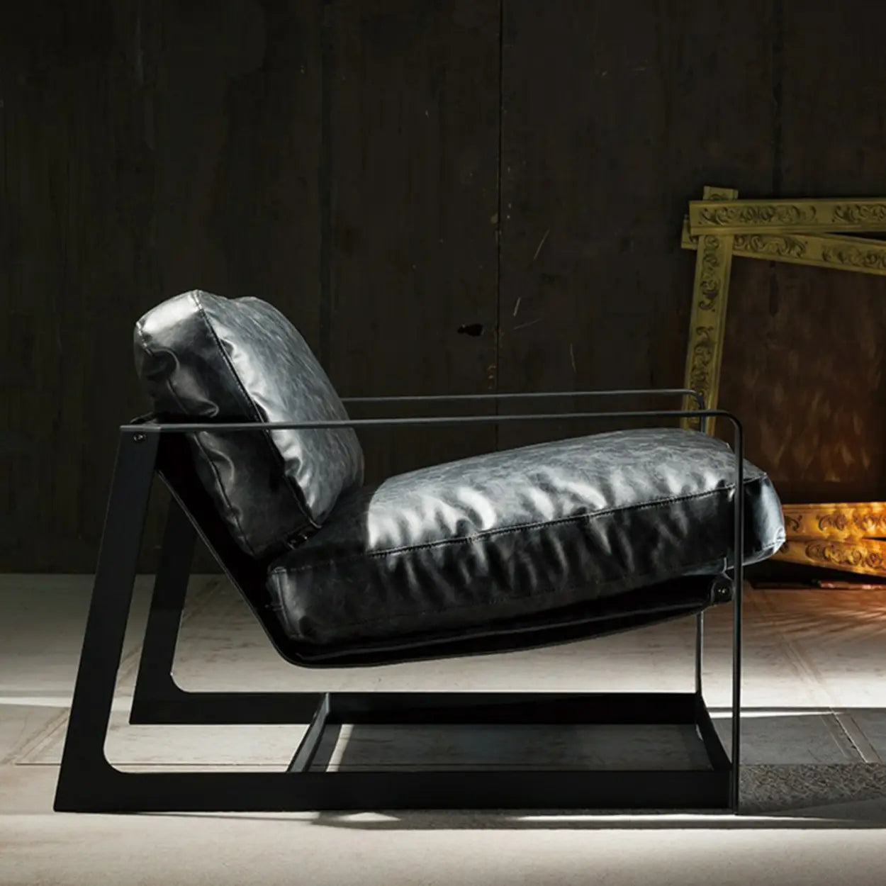 Black Microfiber Leather Reclining Lounge Chair