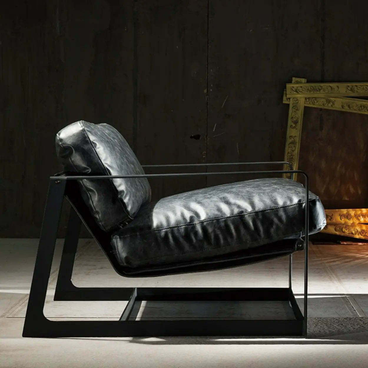 Black Microfiber Leather Reclining Lounge Chair