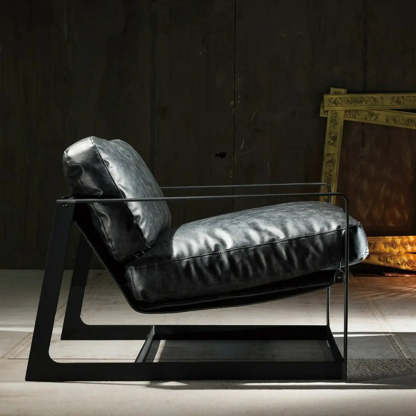 Black Microfiber Leather Reclining Lounge Chair