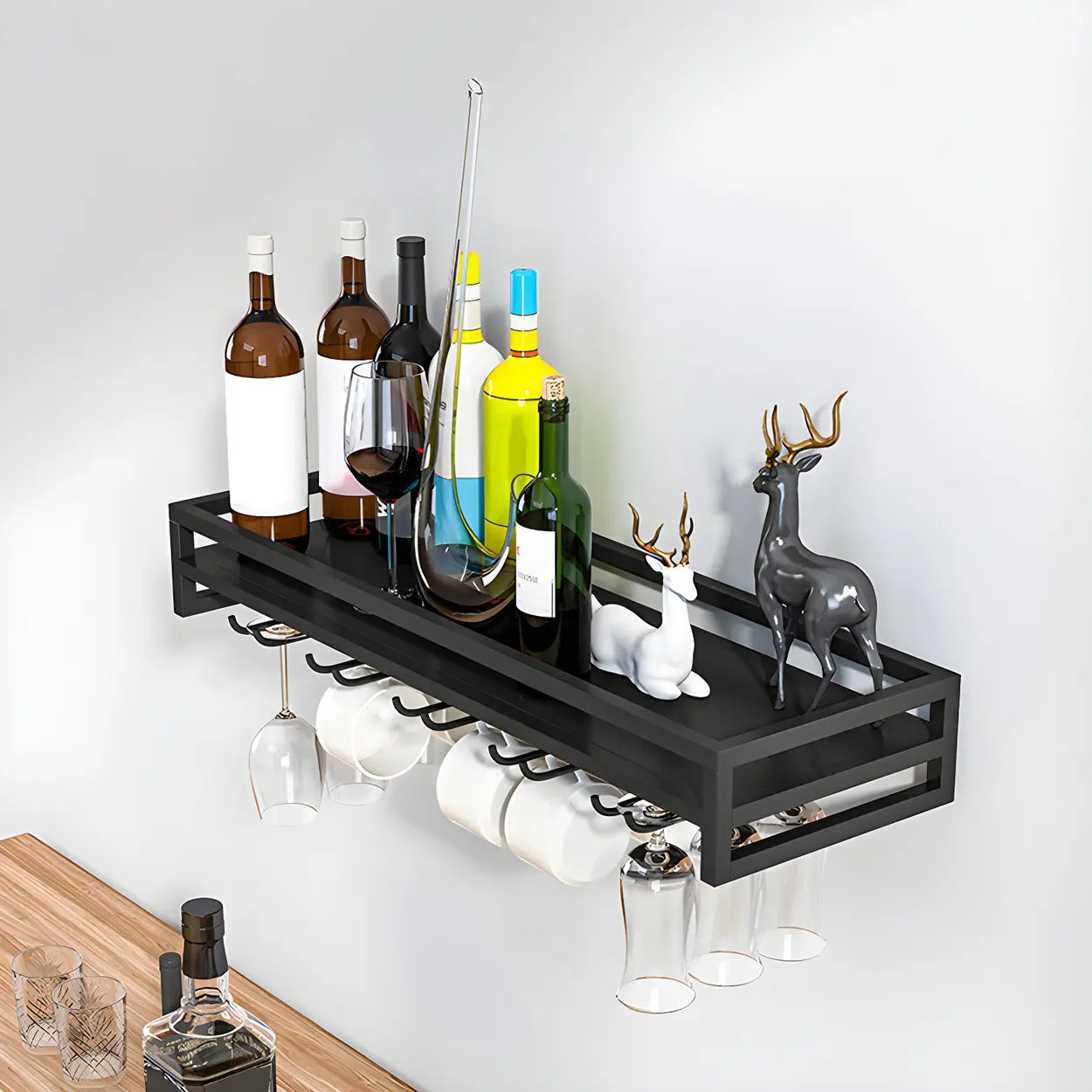 Iron Floating Wall-Mount Wine Rack