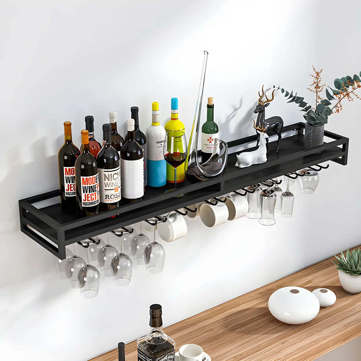Iron Floating Wall-Mount Wine Rack