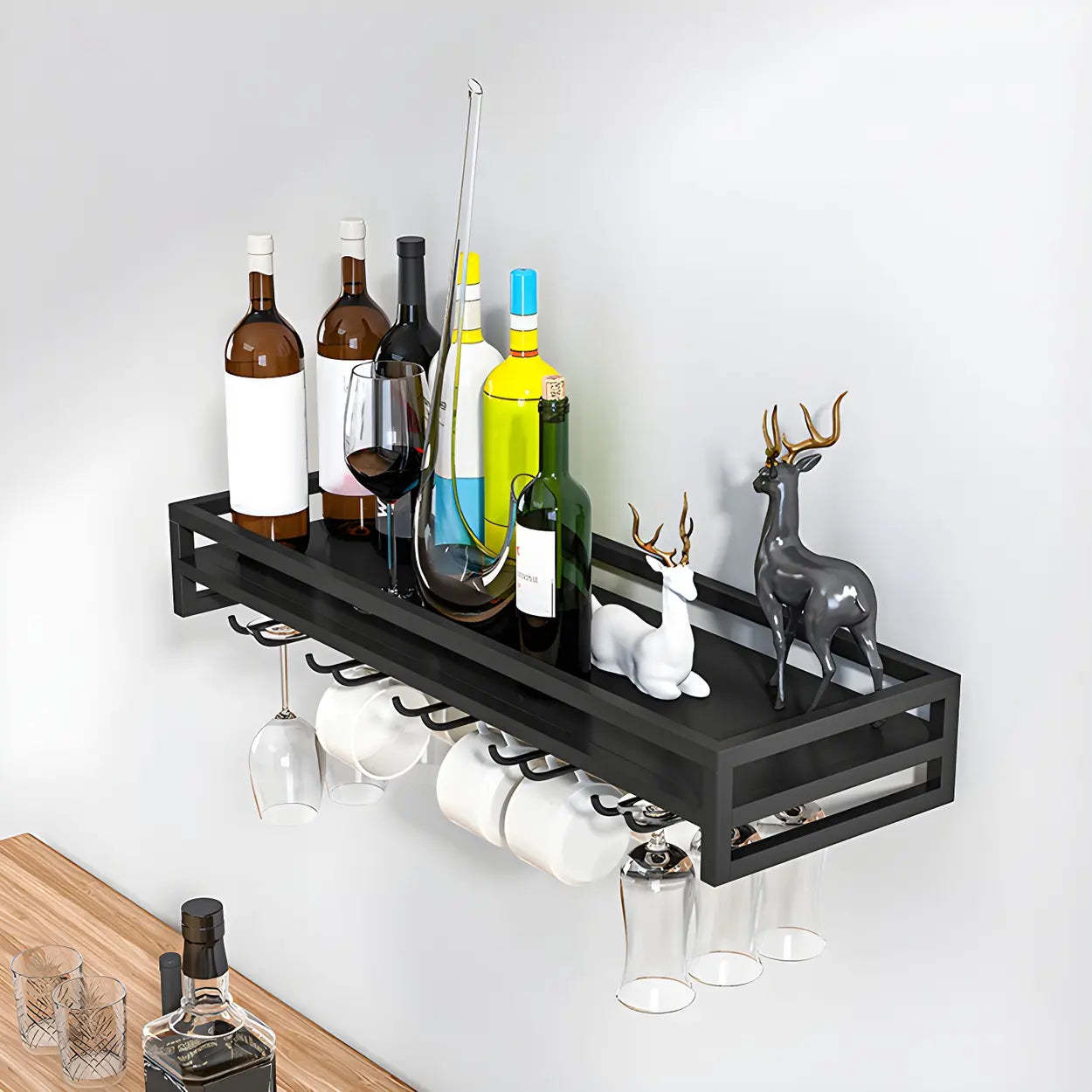 Iron Floating Wall-Mount Wine Rack
