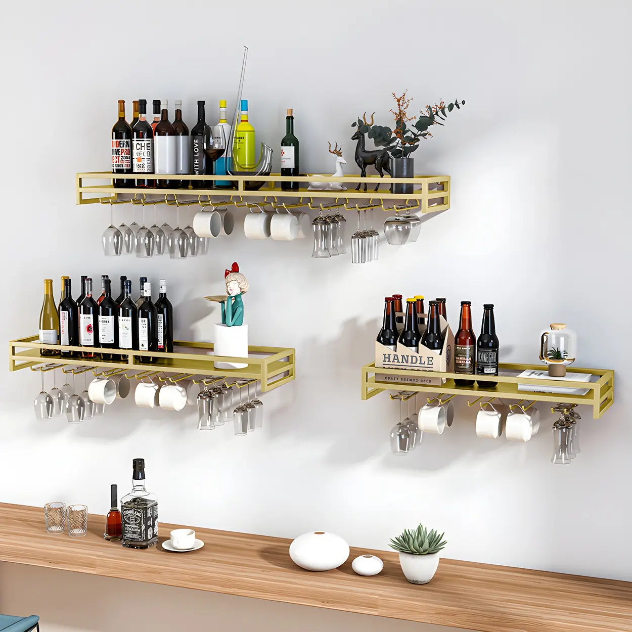 Iron Floating Wall-Mount Wine Rack