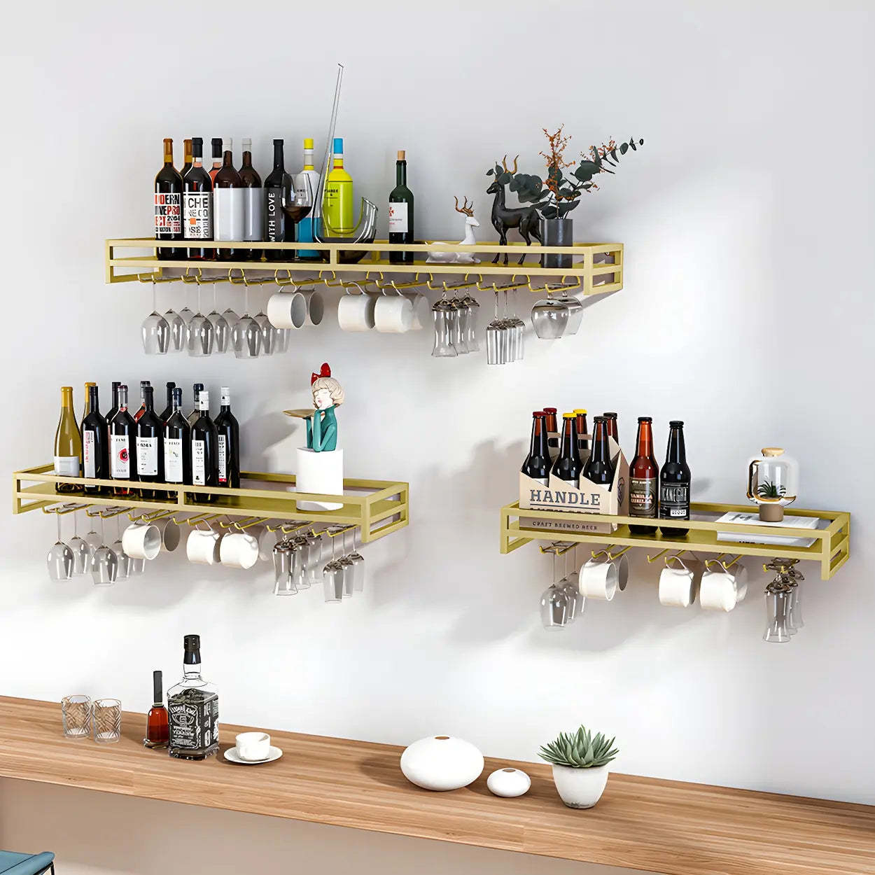 Iron Floating Wall-Mount Wine Rack