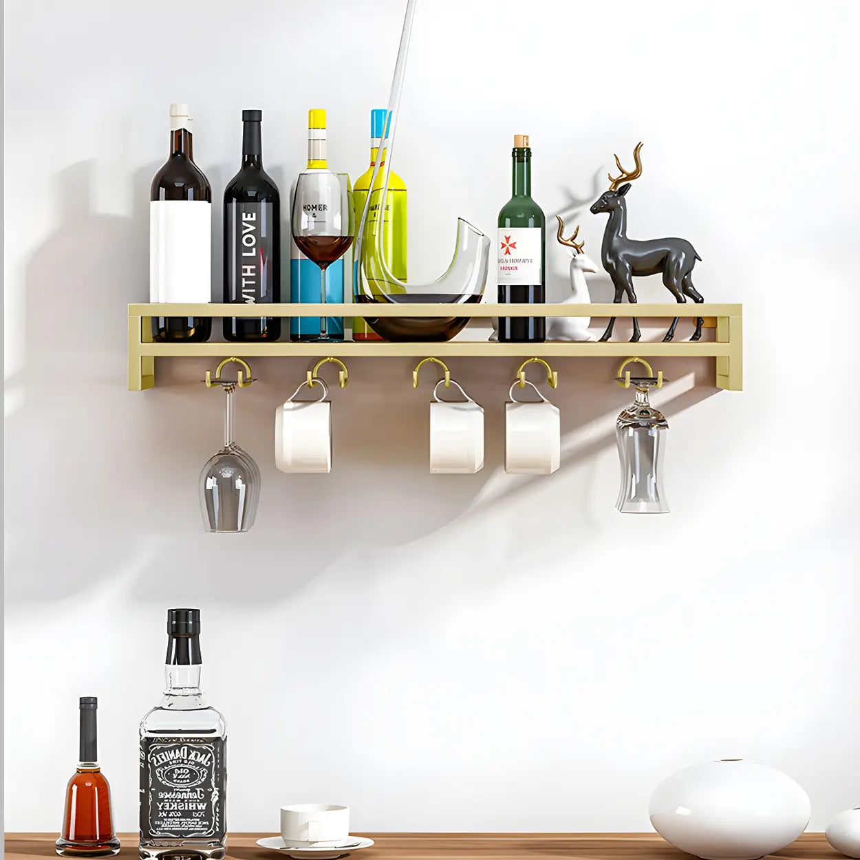 Iron Floating Wall-Mount Wine Rack