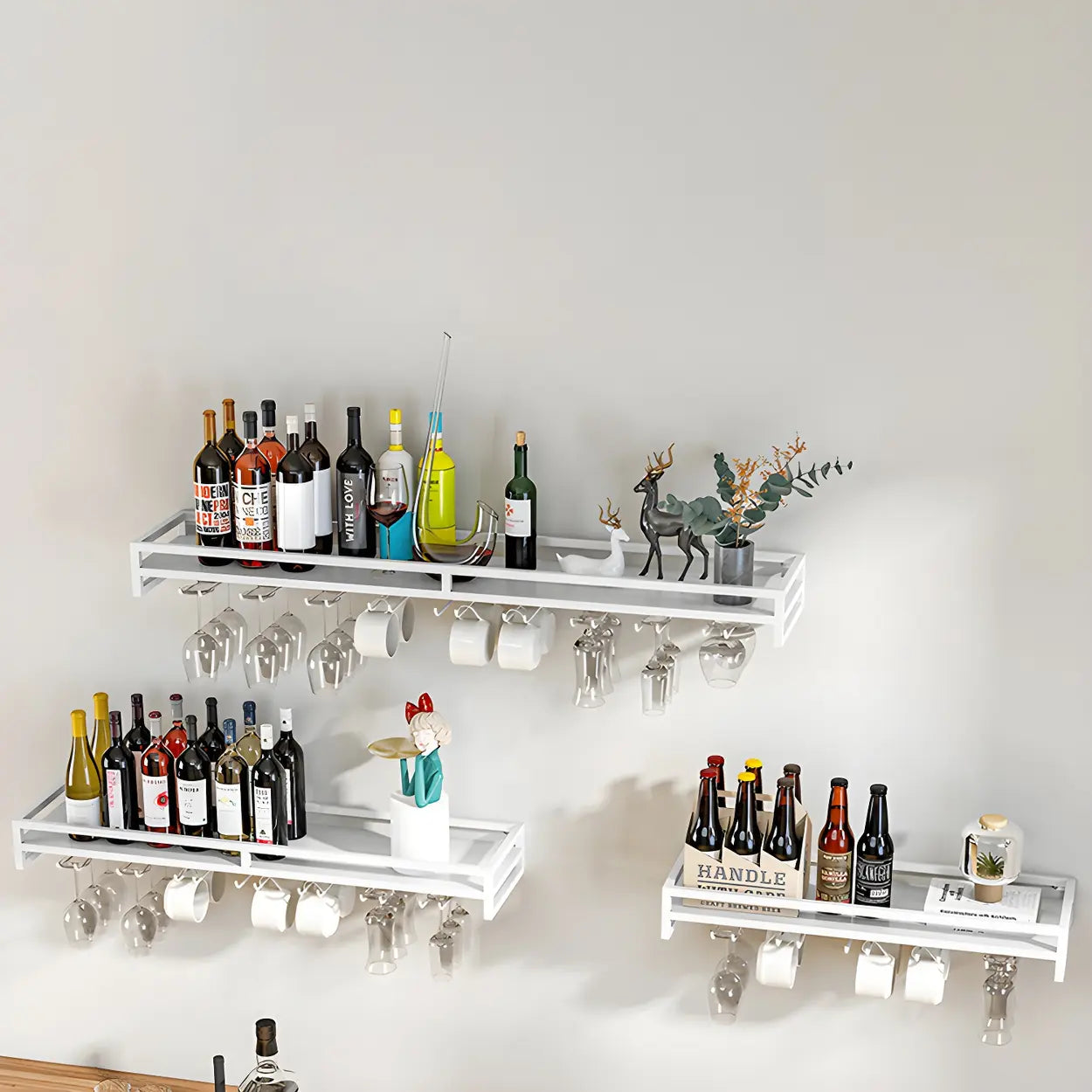 Iron Floating Wall-Mount Wine Rack