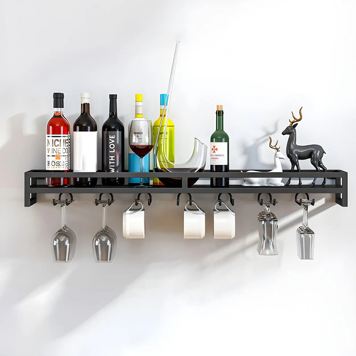 Iron Floating Wall-Mount Wine Rack