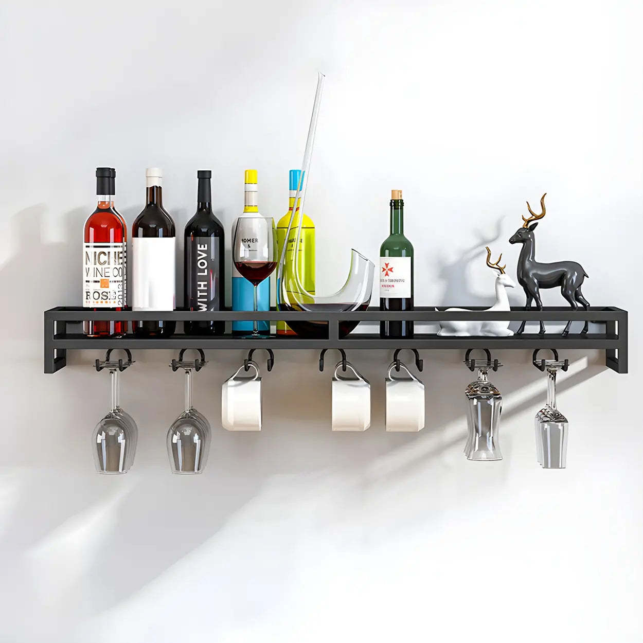 Iron Floating Wall-Mount Wine Rack
