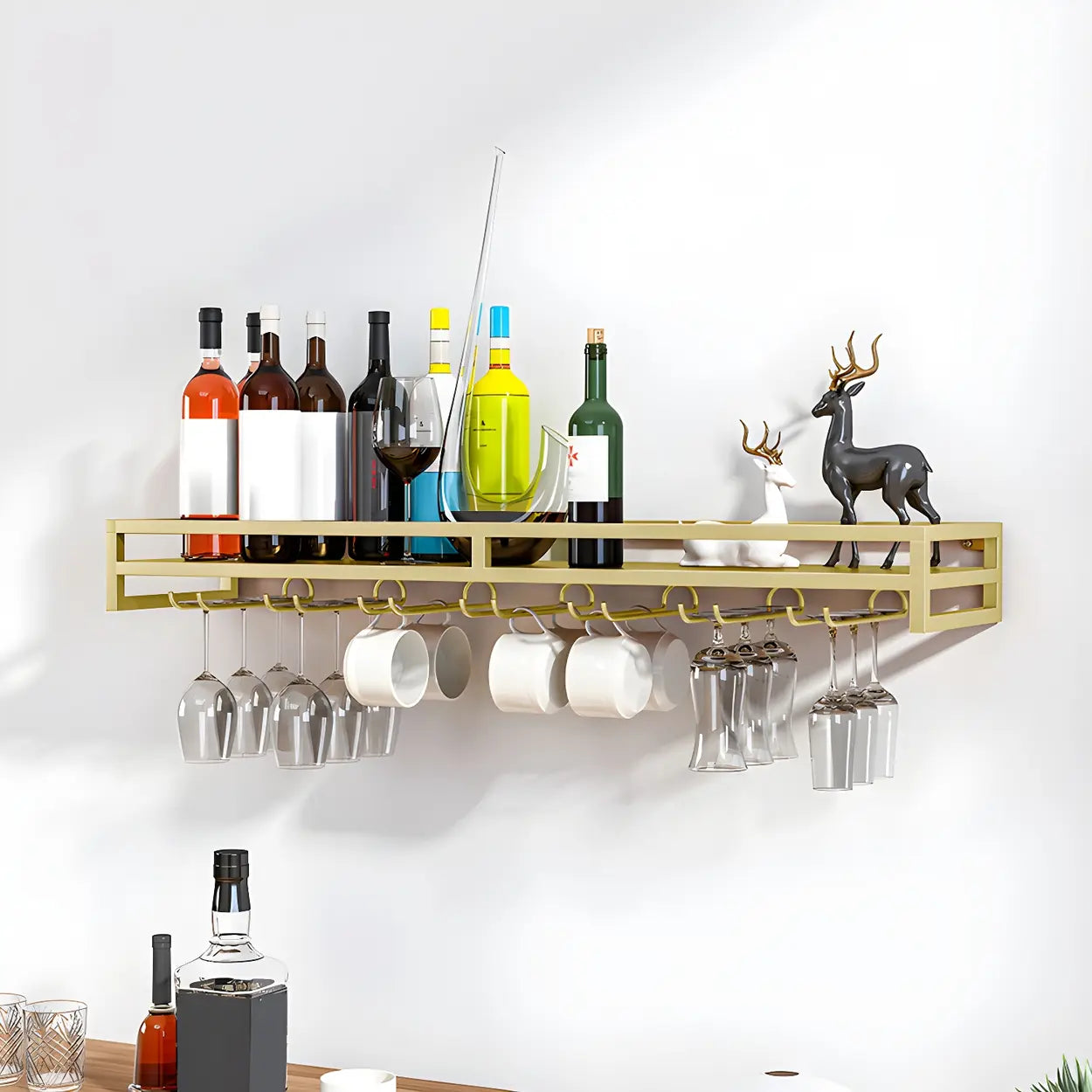 Iron Floating Wall-Mount Wine Rack
