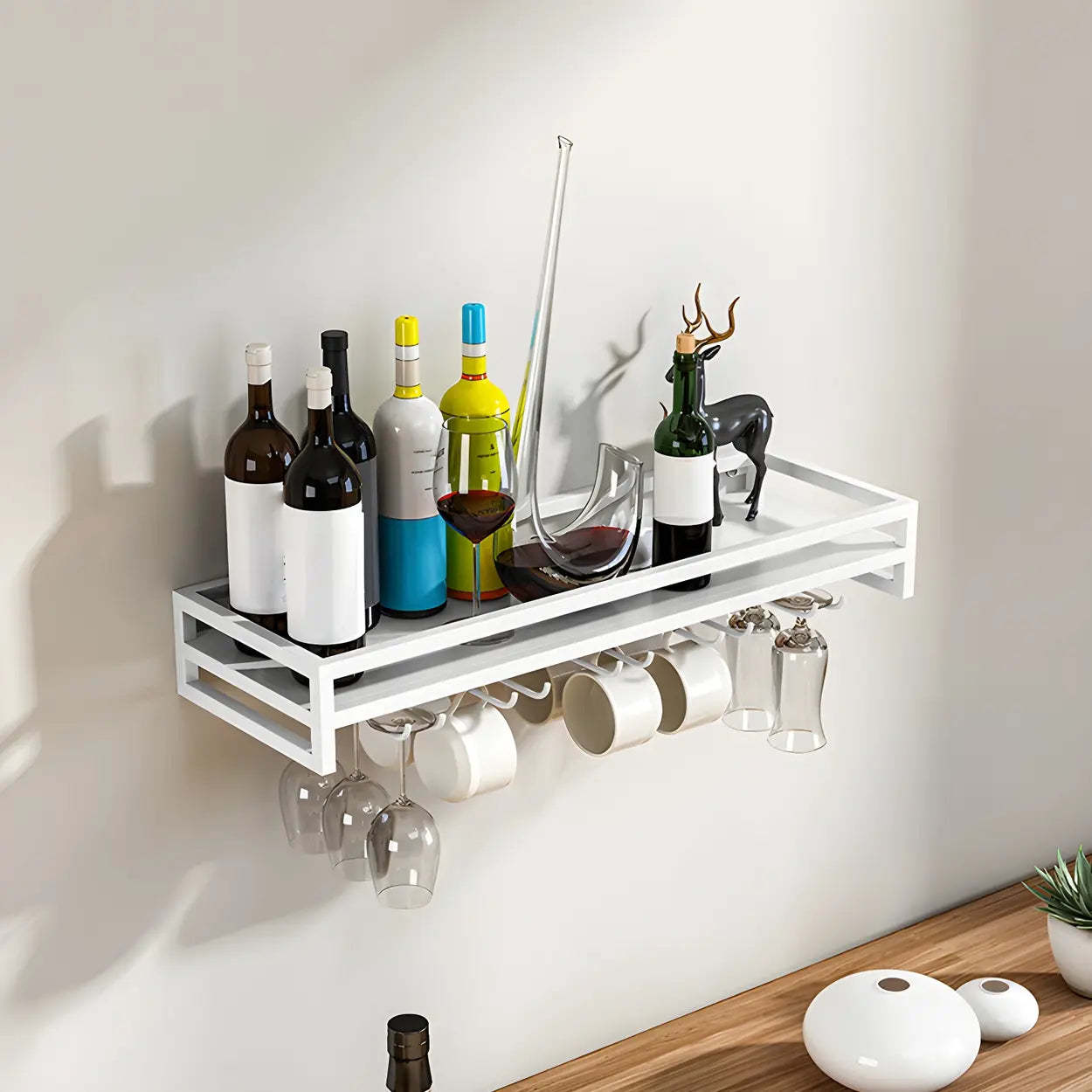 Iron Floating Wall-Mount Wine Rack