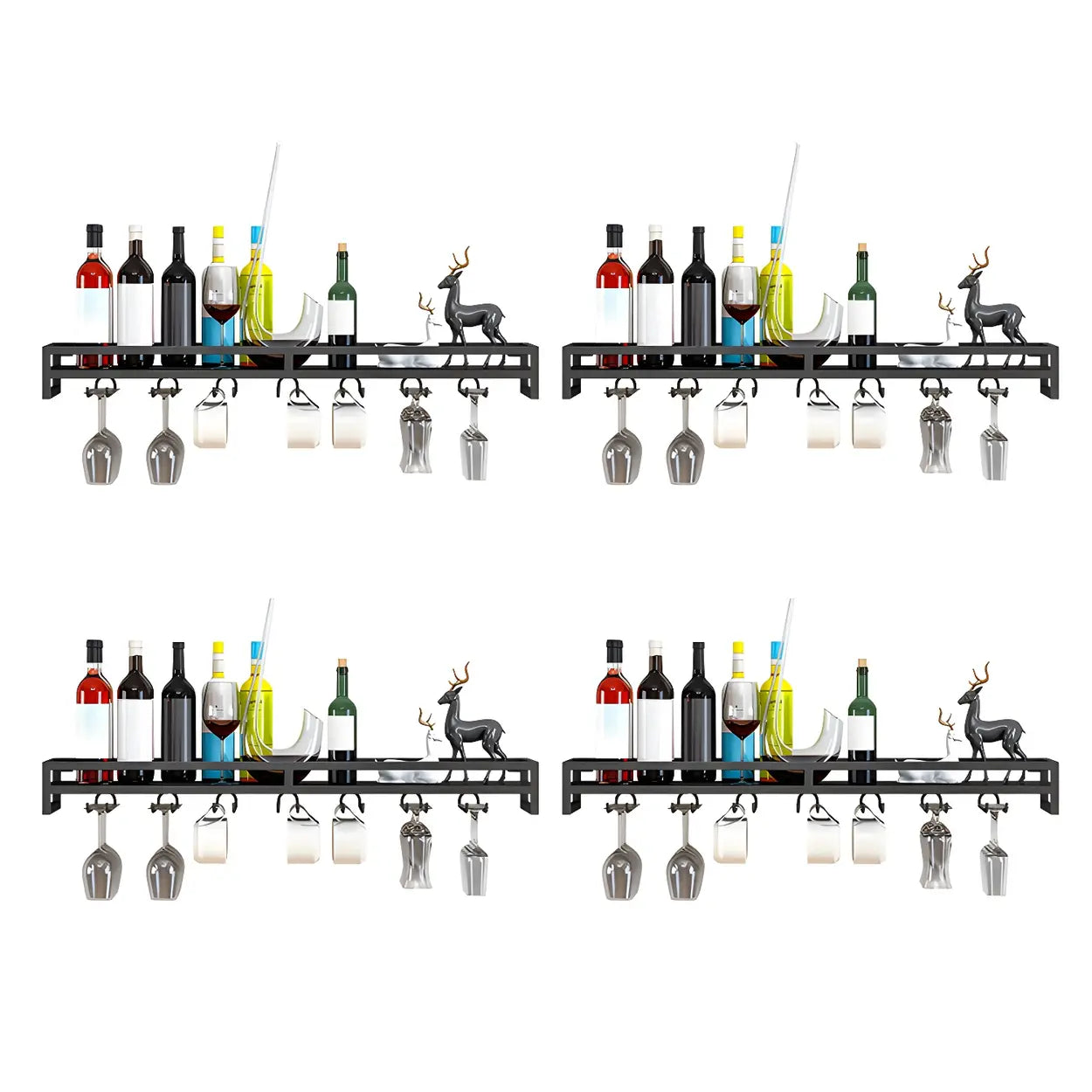 Iron Floating Wall-Mount Wine Rack
