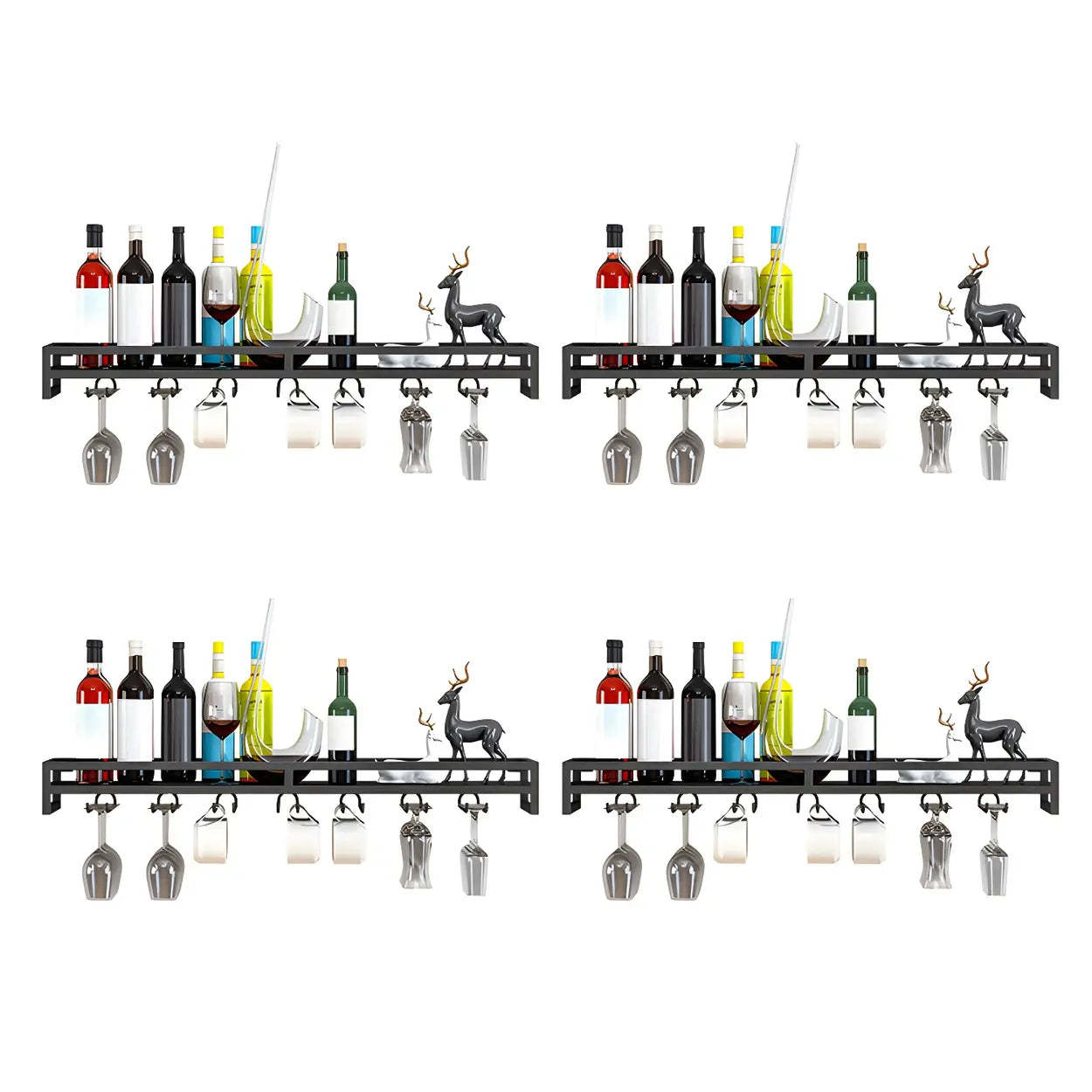 Iron Floating Wall-Mount Wine Rack