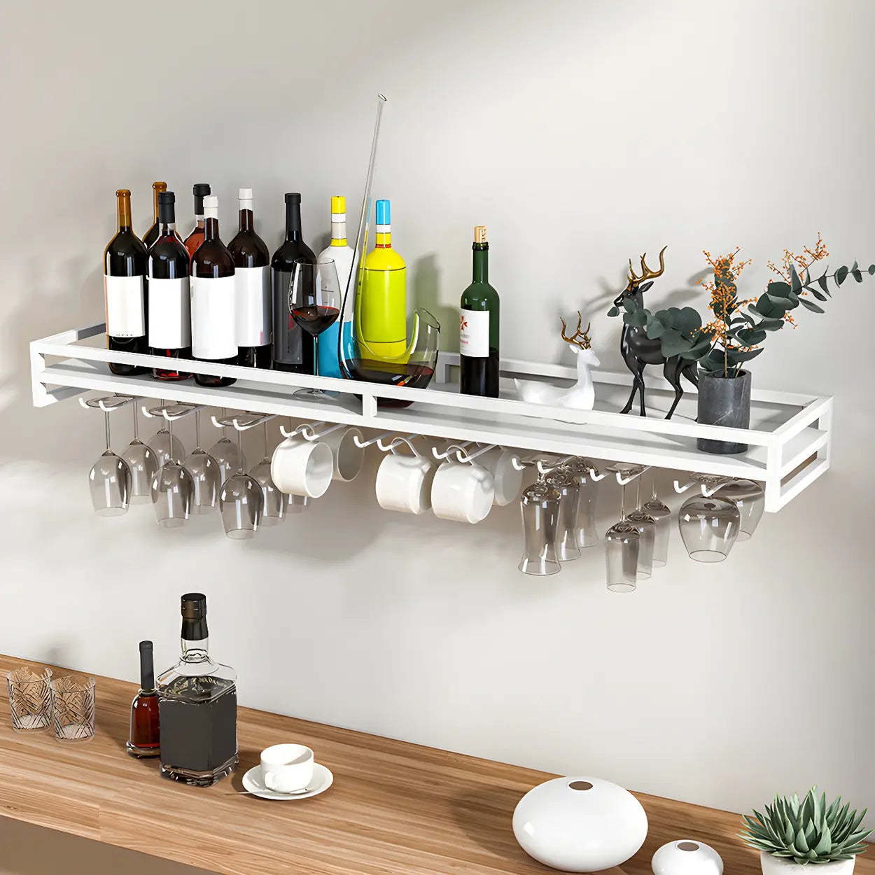 Iron Floating Wall-Mount Wine Rack