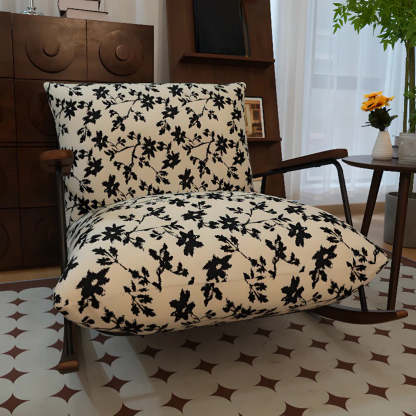 Black Patterned Track-Arm Rocking Chair