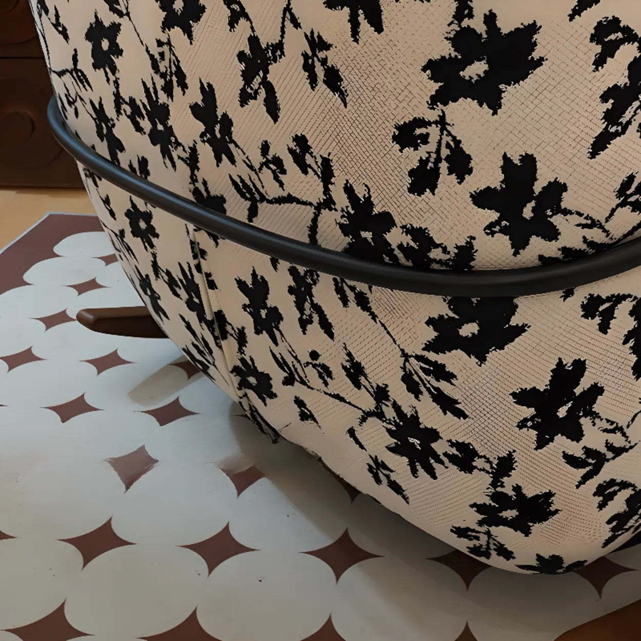 Black Patterned Track-Arm Rocking Chair