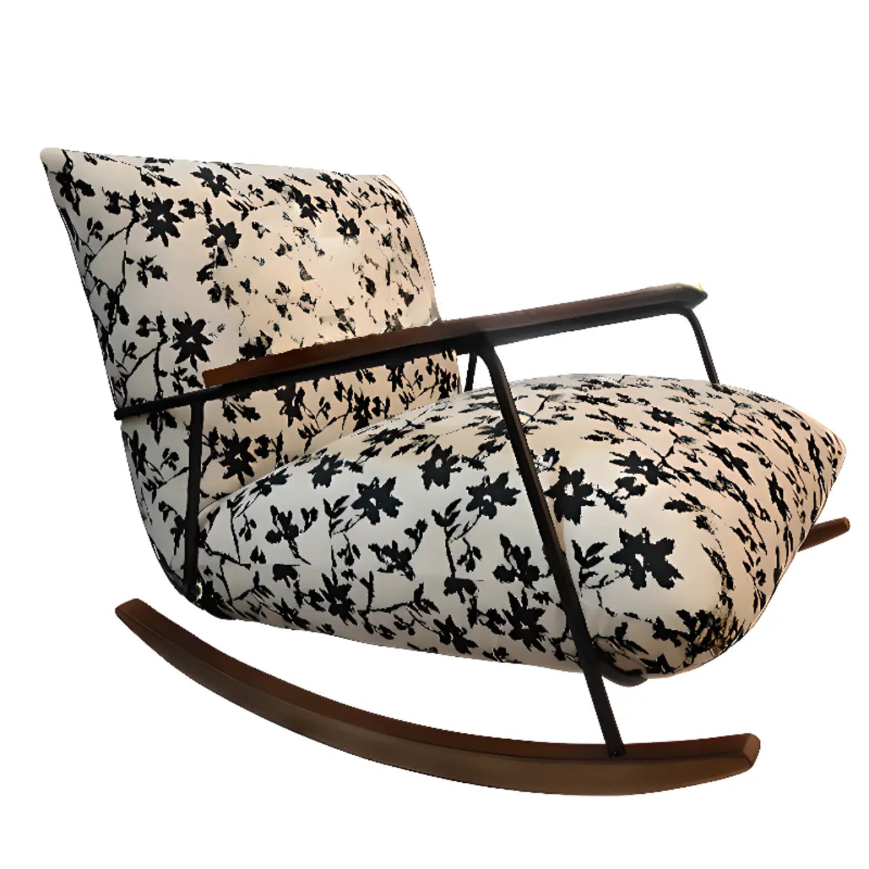 Black Patterned Track-Arm Rocking Chair
