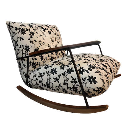 Black Patterned Track-Arm Rocking Chair