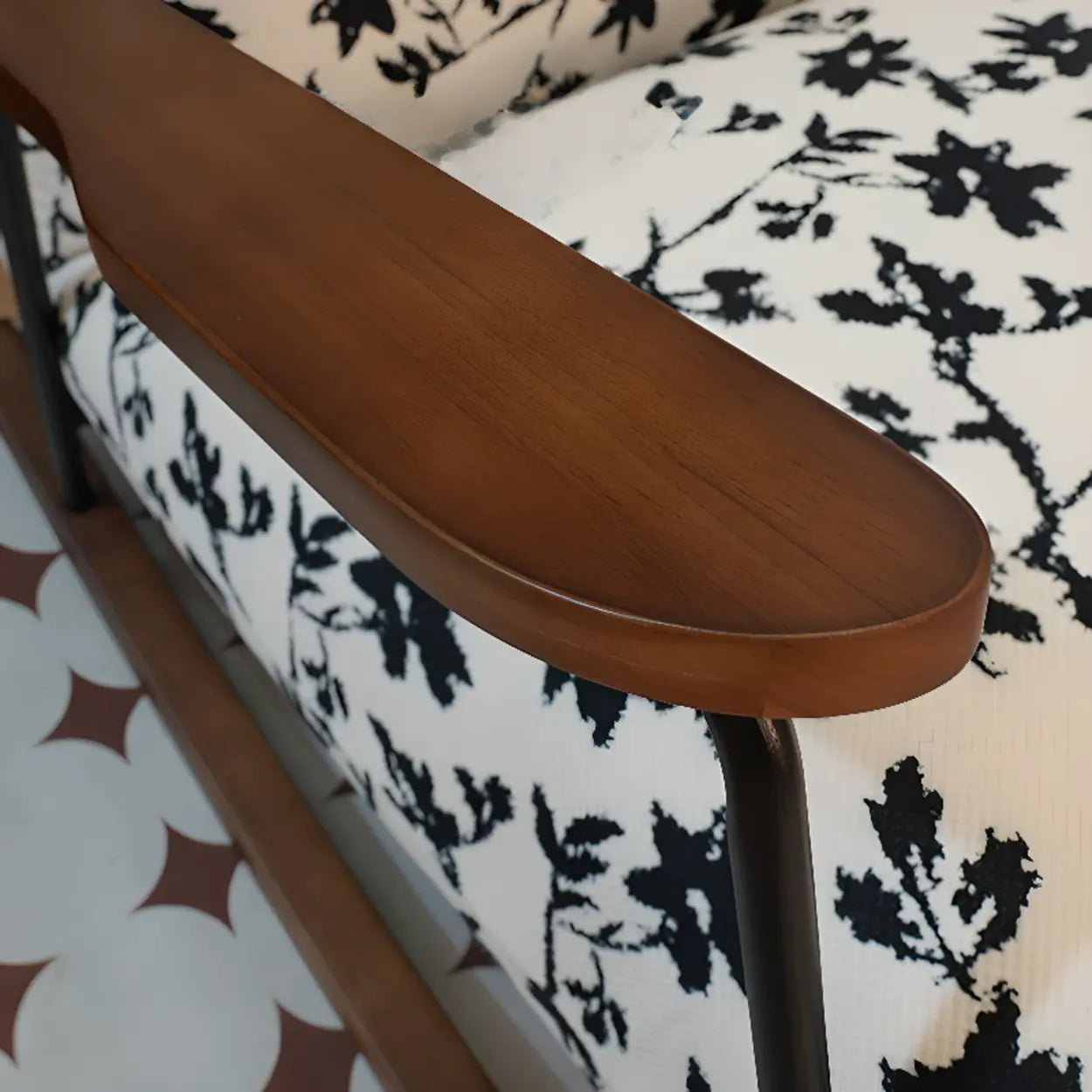 Black Patterned Track-Arm Rocking Chair