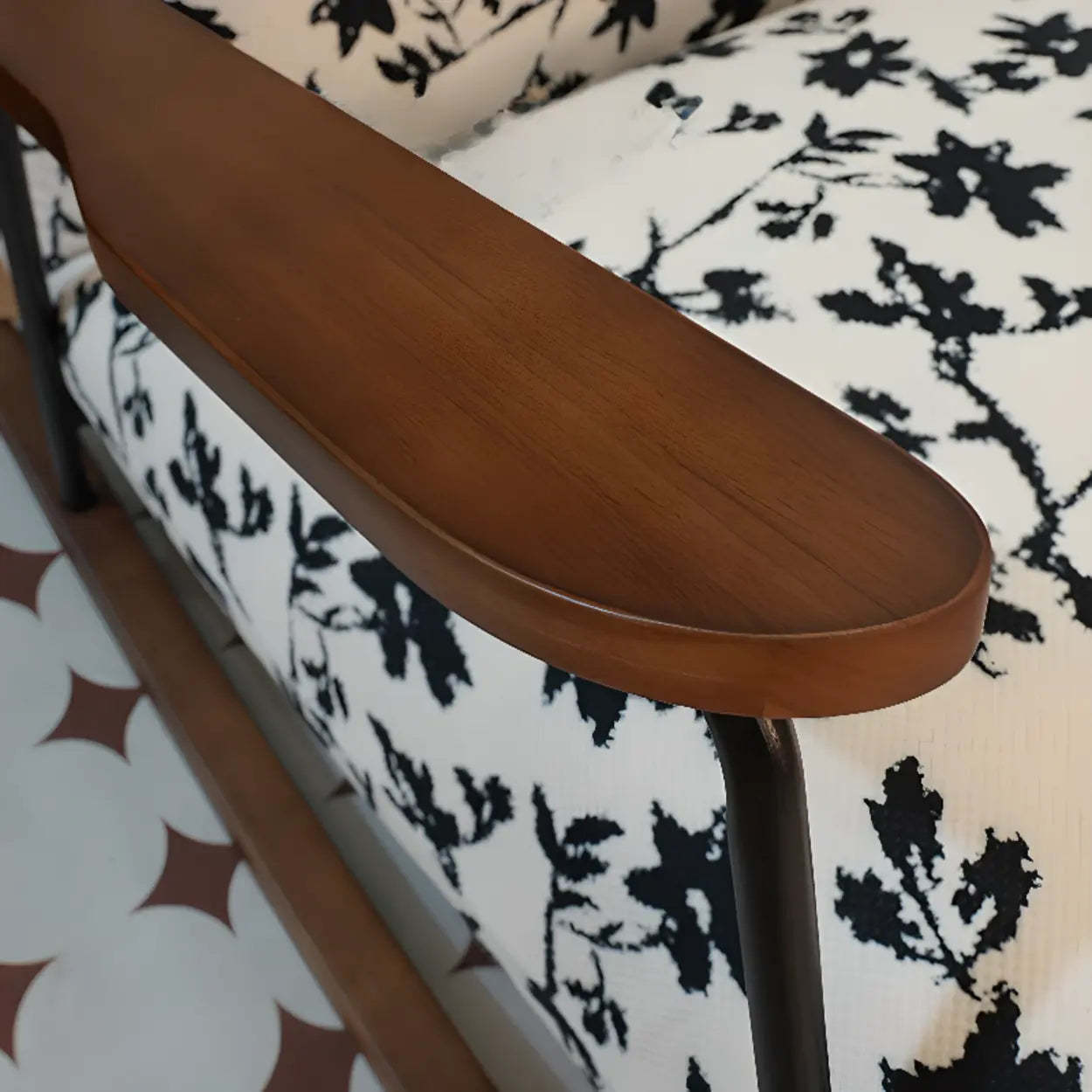 Black Patterned Track-Arm Rocking Chair