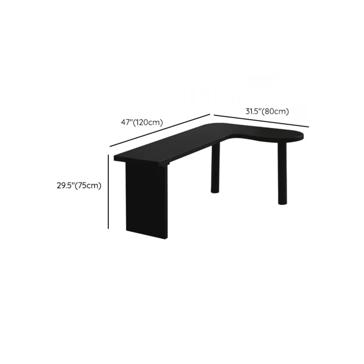 Black Pine Curved Butcher Block L-Shape Desk