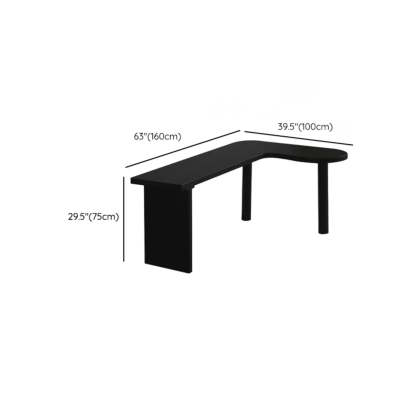 Black Pine Curved Butcher Block L-Shape Desk