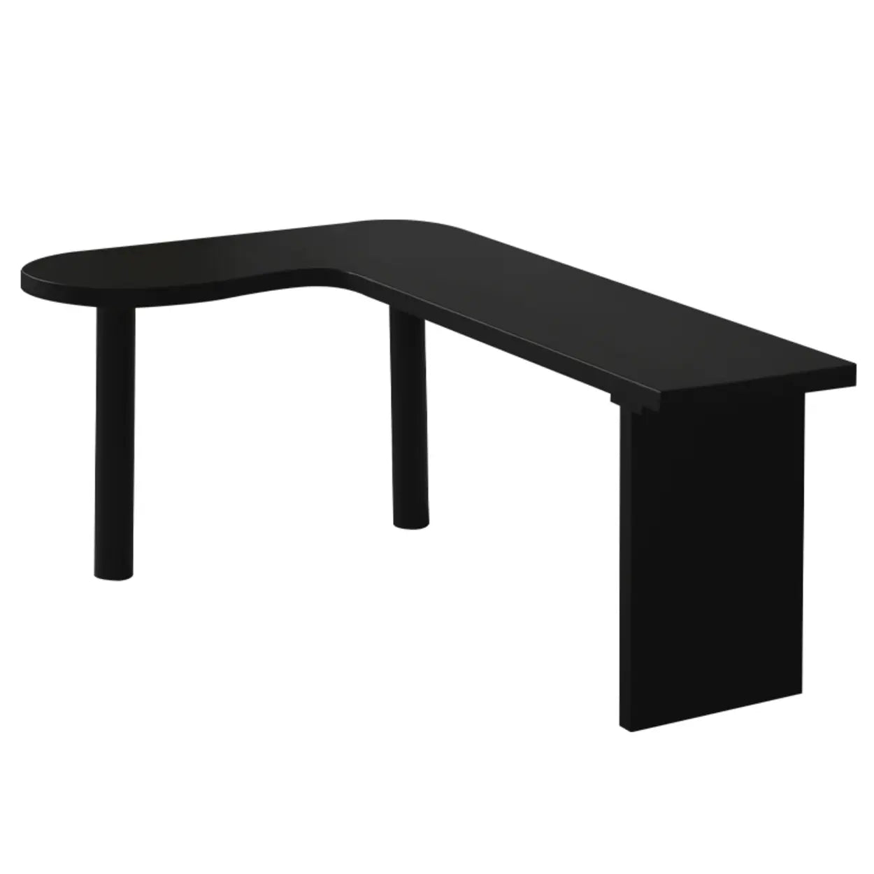 Black Pine Curved Butcher Block L-Shape Desk — Right Hand Return / Table Only