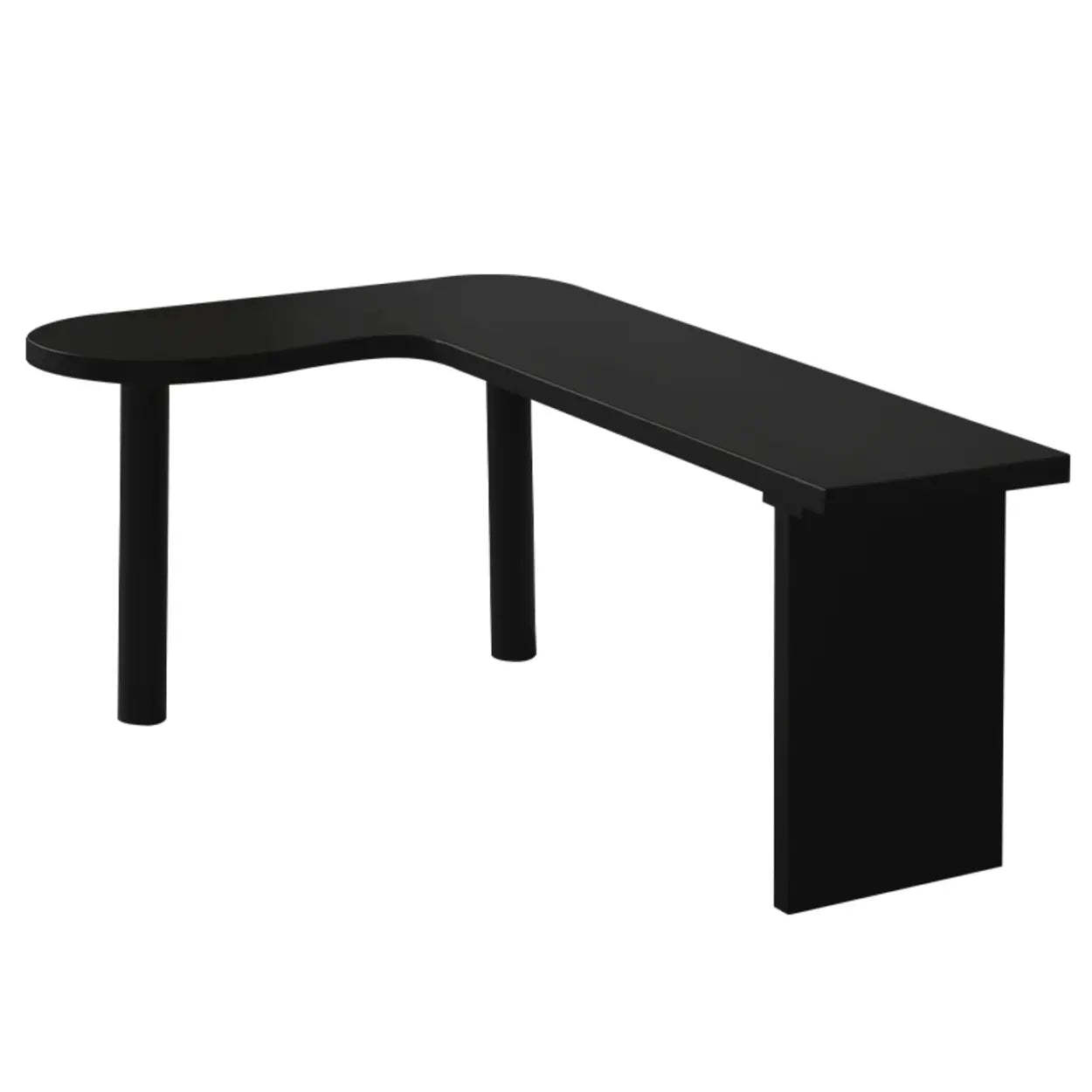 Black Pine Curved Butcher Block L-Shape Desk — Right Hand Return / Table Only