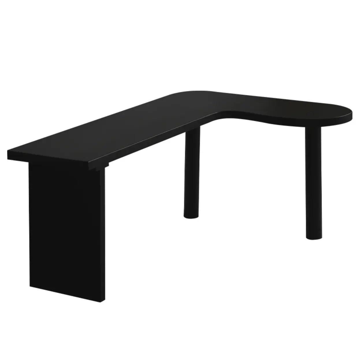 Black Pine Curved Butcher Block L-Shape Desk — Left Hand Return / Table Only
