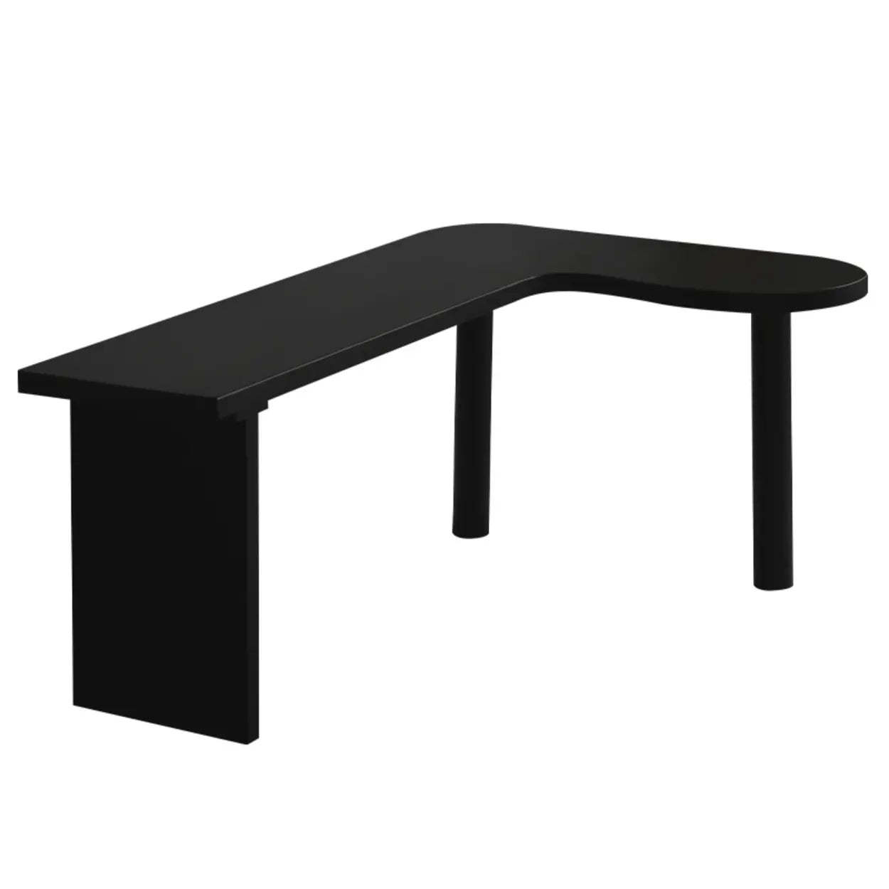 Black Pine Curved Butcher Block L-Shape Desk — Left Hand Return / Table Only