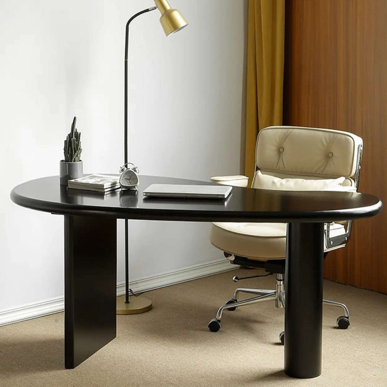 Black Pine Free-Form Butcher Block Computer Desk — Table Only
