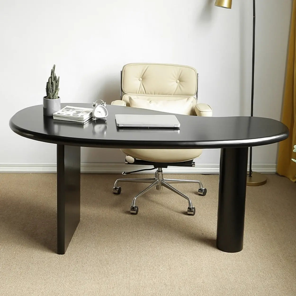 Black Pine Free-Form Butcher Block Computer Desk — Table Only