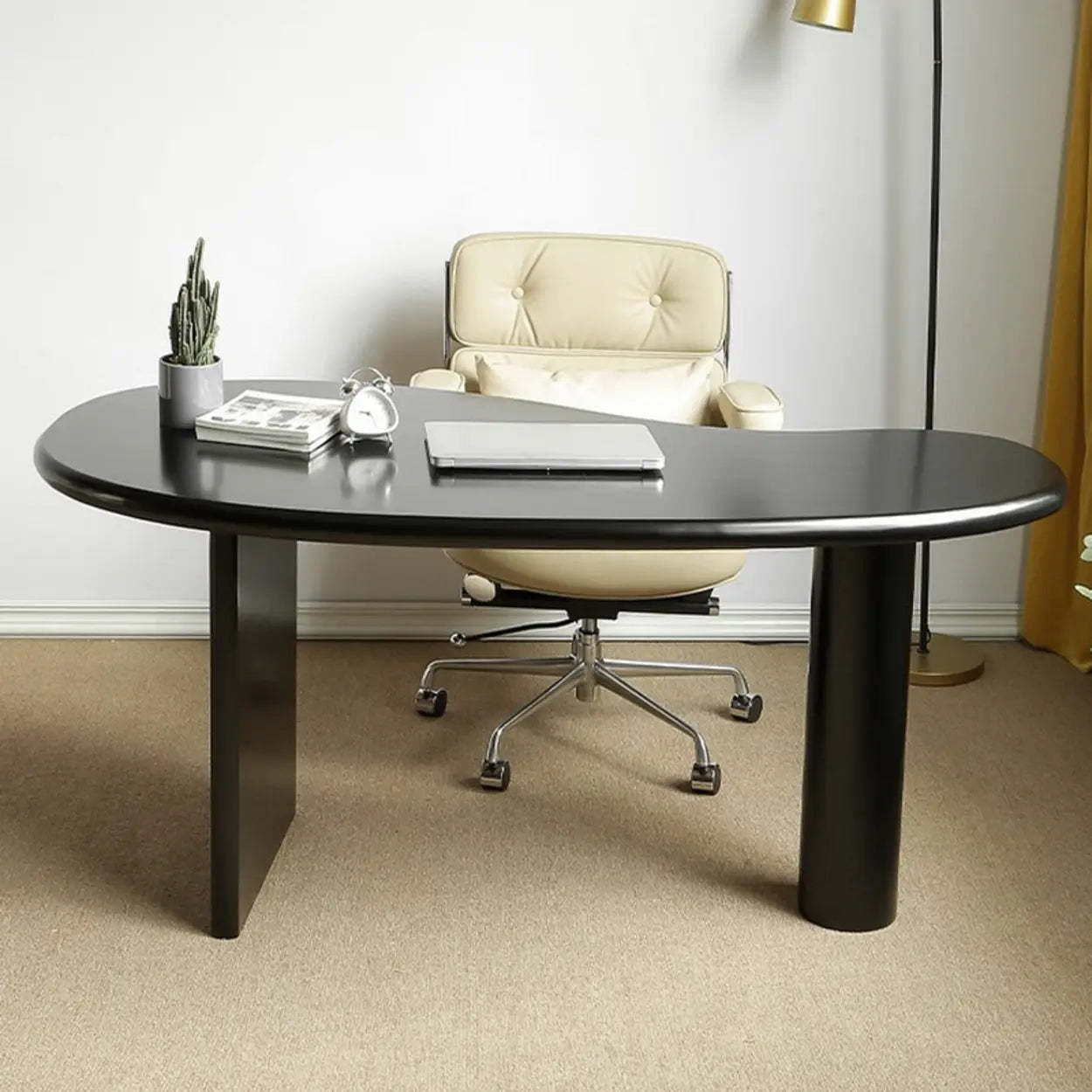 Black Pine Free-Form Butcher Block Computer Desk — Table Only