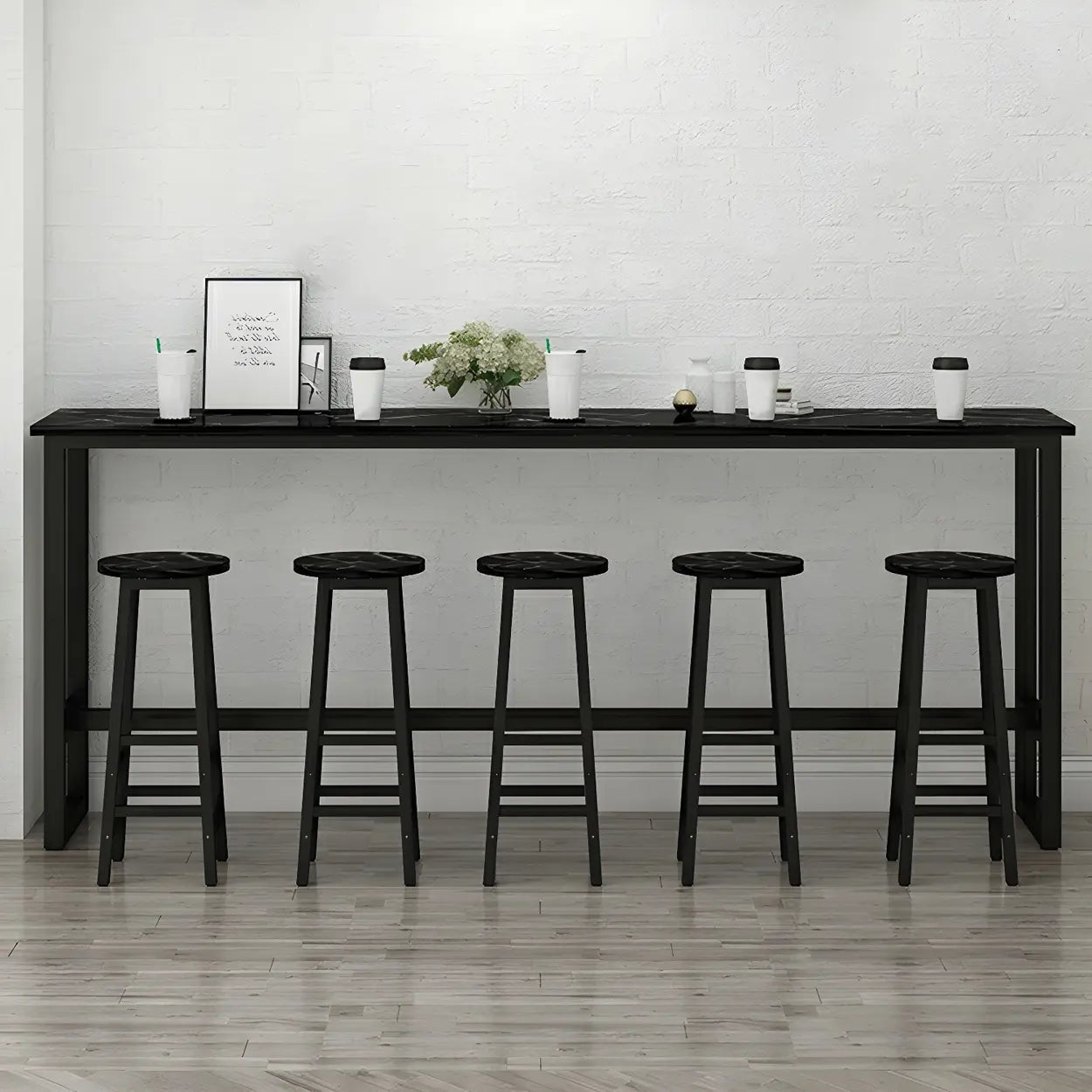 Rectangular Wood Bar Table with Footrest