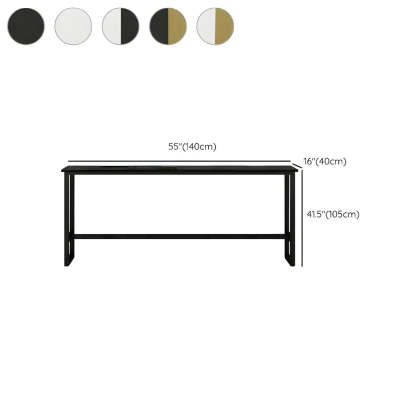 Rectangular Wood Bar Table with Footrest — Black / Without Chairs