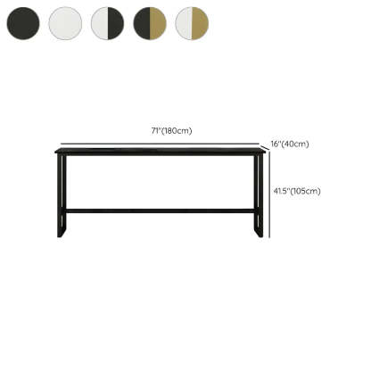 Rectangular Wood Bar Table with Footrest — White-Gold / Without Chairs