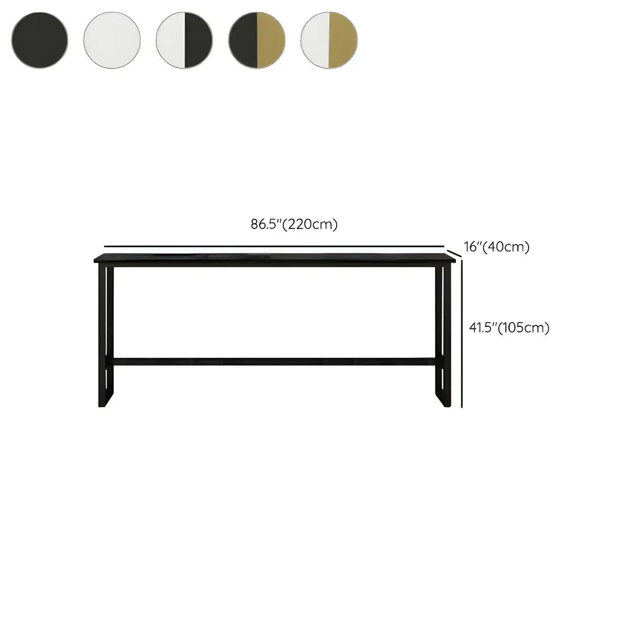Rectangular Wood Bar Table with Footrest — White / Without Chairs