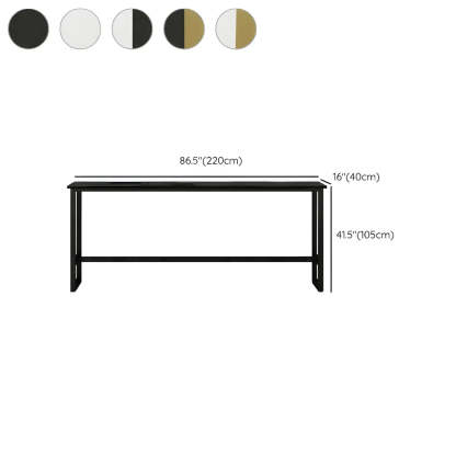 Rectangular Wood Bar Table with Footrest — White / Without Chairs