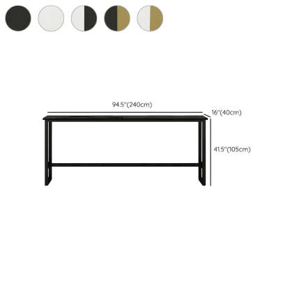 Rectangular Wood Bar Table with Footrest — Black / Without Chairs