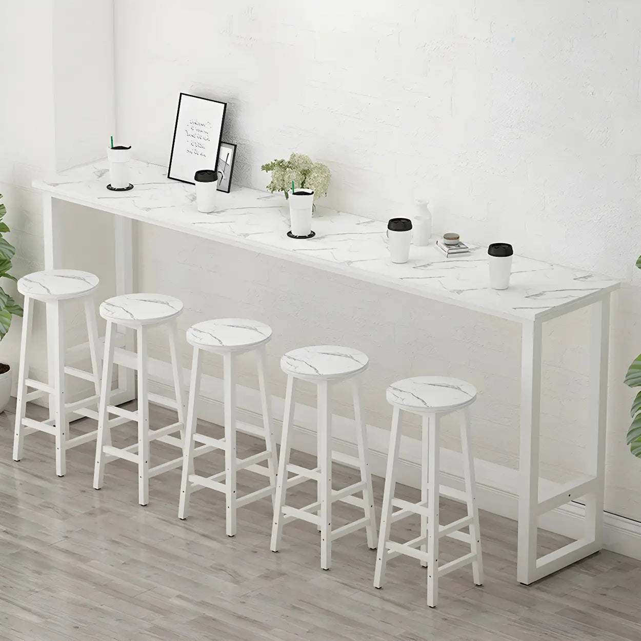 Rectangular Wood Bar Table with Footrest