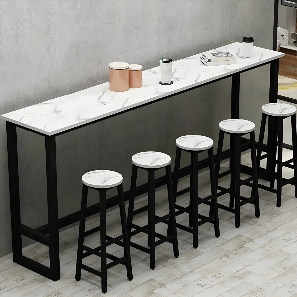 Modern footrest rectangular bar tables in wood — 39.4"L x 15.7"W x 41.3"H / Black