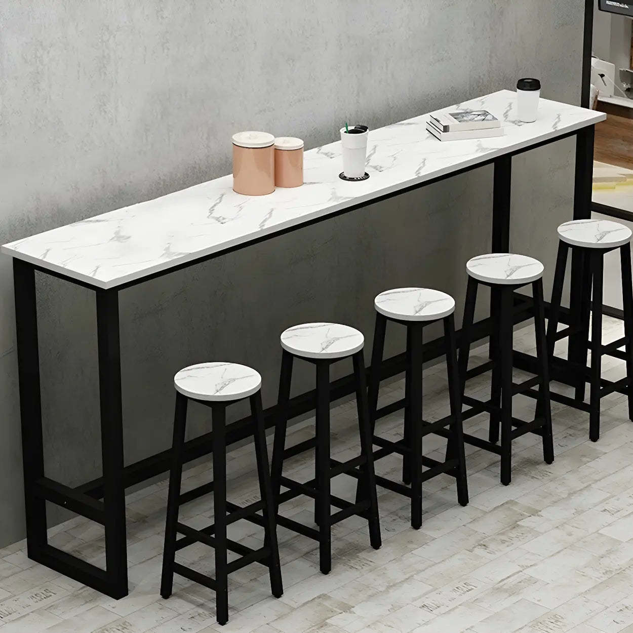 Modern footrest rectangular bar tables in wood — 39.4"L x 15.7"W x 41.3"H / Black