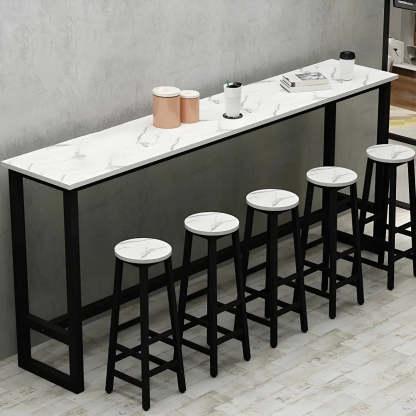 Modern footrest rectangular bar tables in wood — 39.4"L x 15.7"W x 41.3"H / Black
