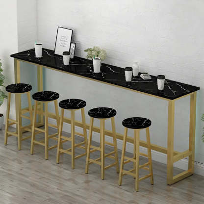 Footrest rectangular wood bar tables for kitchen — 39.4"L x 15.7"W x 41.3"H / White & Black
